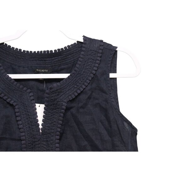 NWT Talbots Tunic Blouse Size Medium Navy 100% Linen Beach Coastal Preppy - Picture 5 of 12